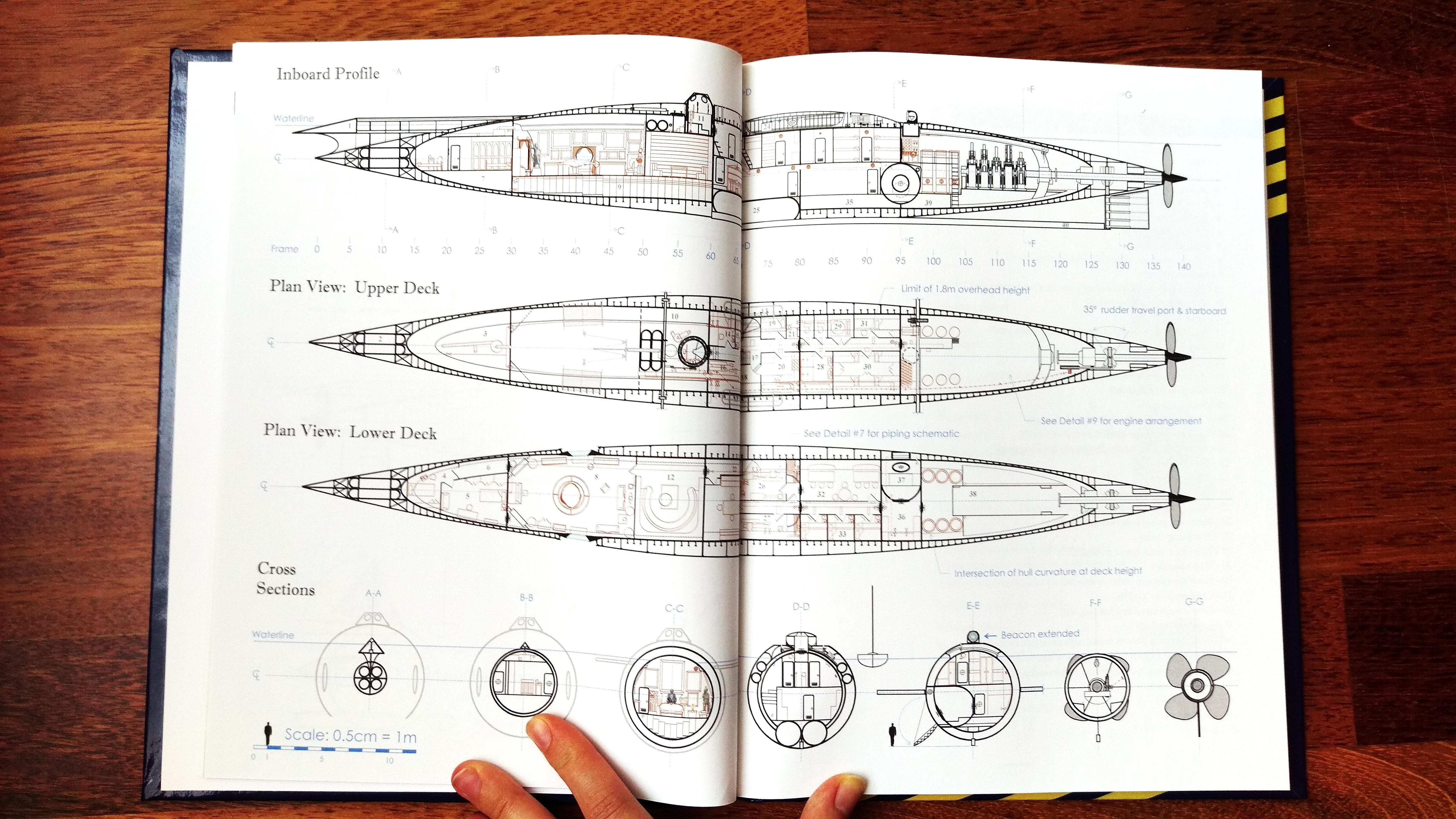 A blueprint of the various levels of the Nautilus