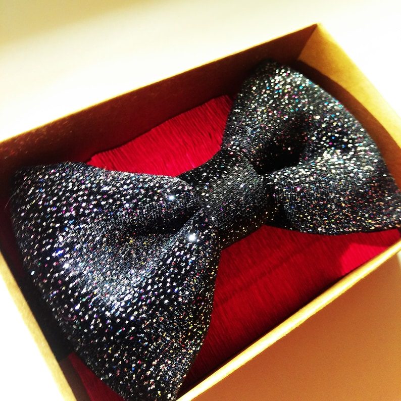 Black glitter bow tie